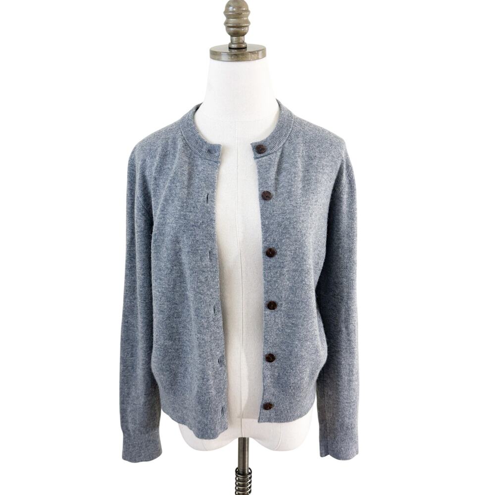 Vince Gray Cashmere Blend Cardigan Sweater Women's Small EUC Crew Neck Button Up